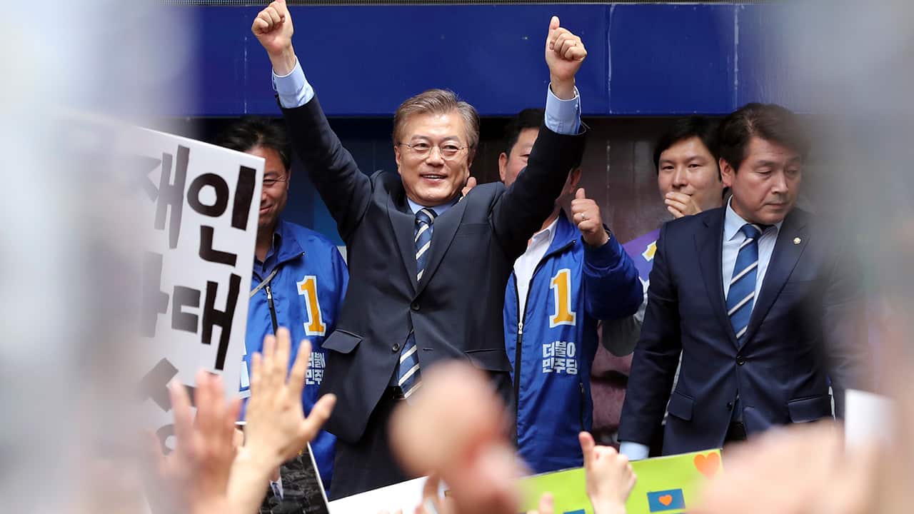 South Korea's presidential candidate Moon Jae-in of the Democratic Party 