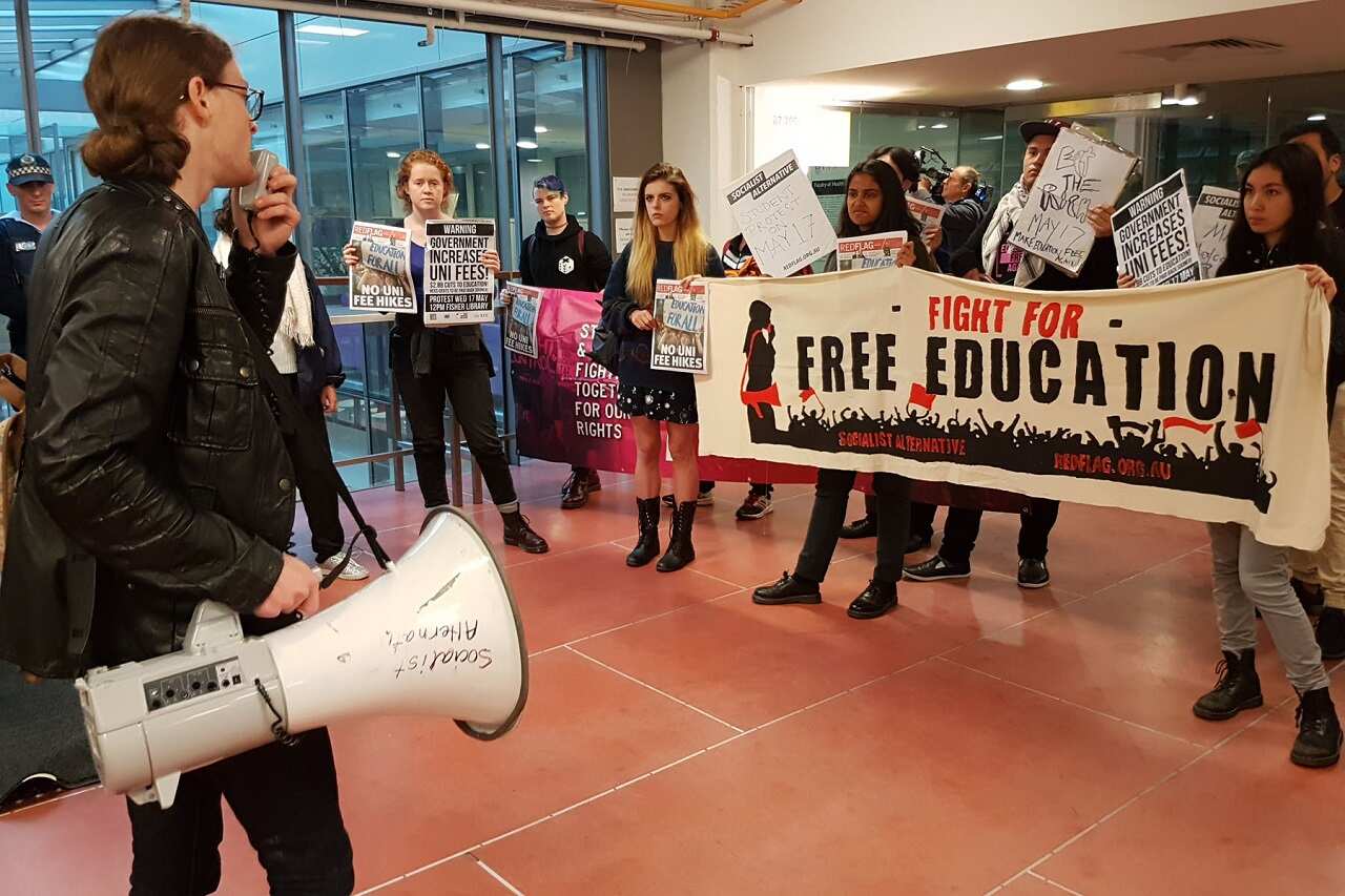 University students hold a protest.