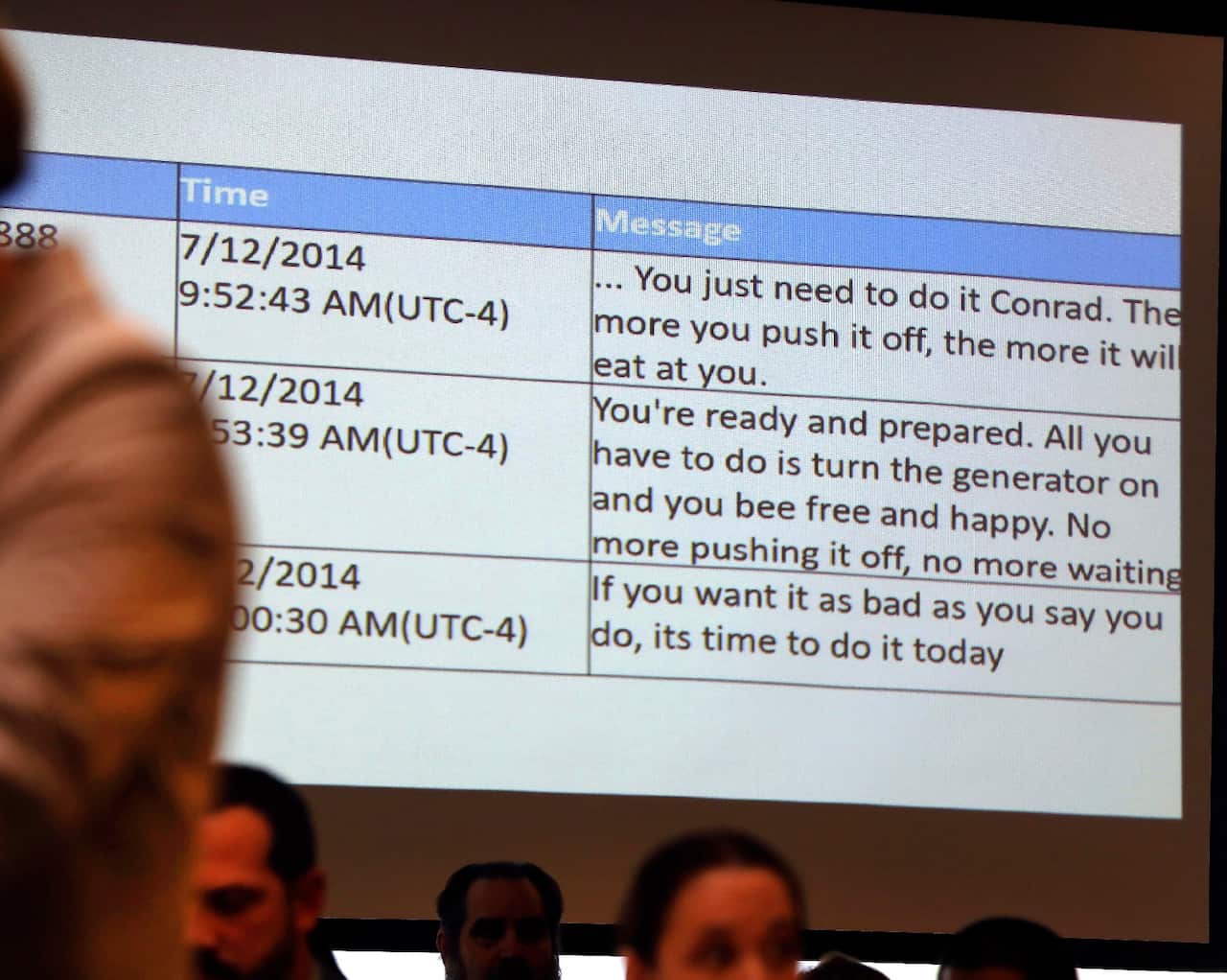 Michelle Carter's text messages are displayed as prosecutor Maryclare Flynn delivers her opening statement in Carter's trial,