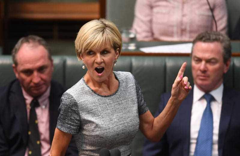 Then foreign minister Julie Bishop speaks during Question Time in 2017.