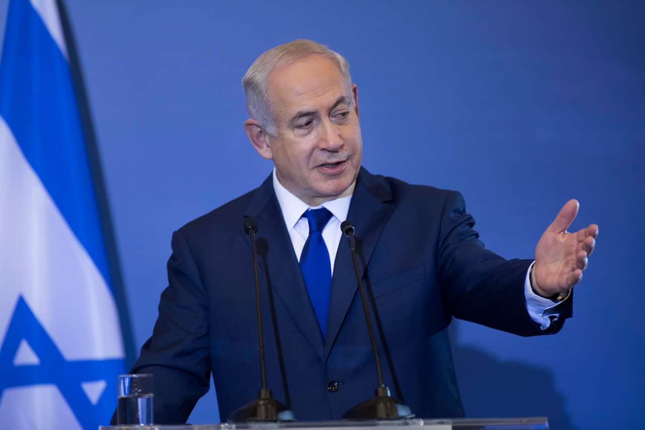  Israeli Prime Minister Benjamin Netanyahu speaks to the media during a press conference 