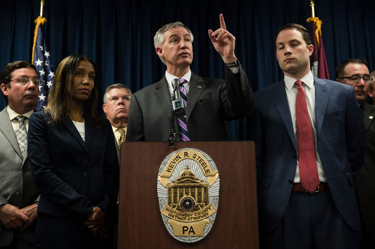 District Attorney Kevin Steele holds a news conference after a mistrial in Bill Cosby's sexual assault case