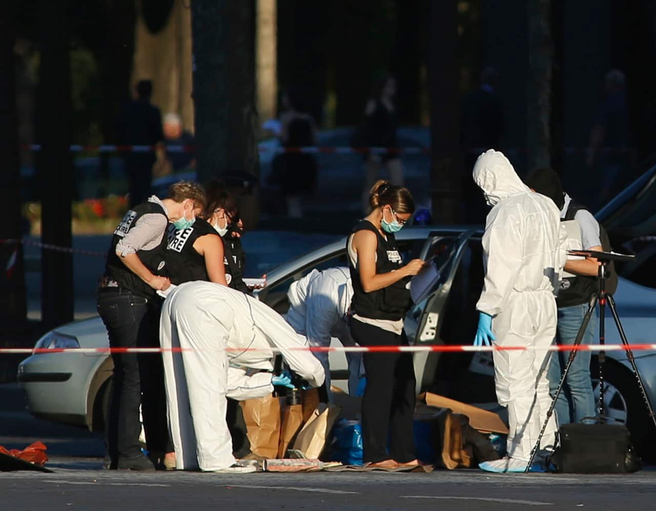A man on the radar of French authorities was killed Monday after ramming a car carrying explosives into a police vehicle in Paris.