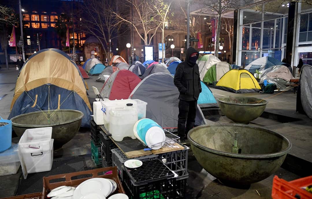 Tent city in August 2017.