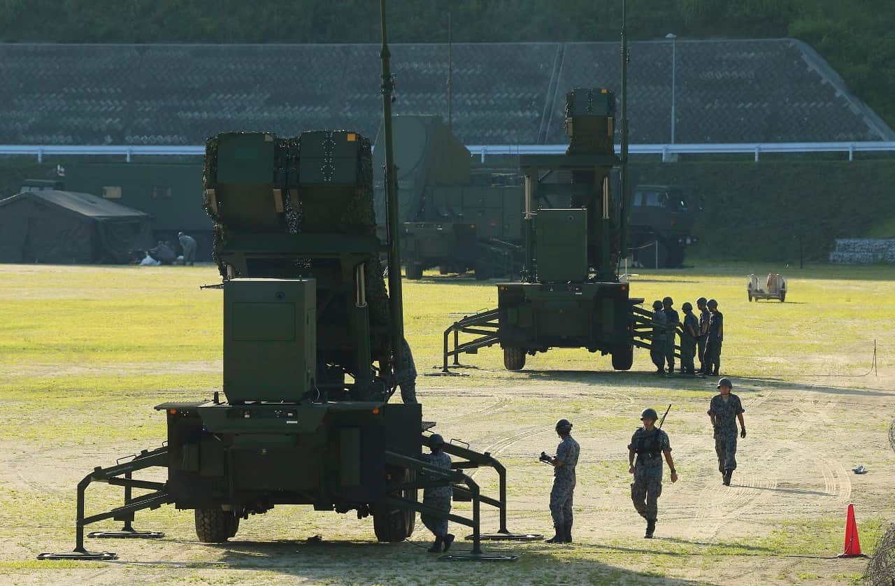 Japanese Defense Ministry deploys PAC-3 interceptor system in Konan, Kochi Prefecture on Aug. 12, 2017, to counter against provocative missile launch. 