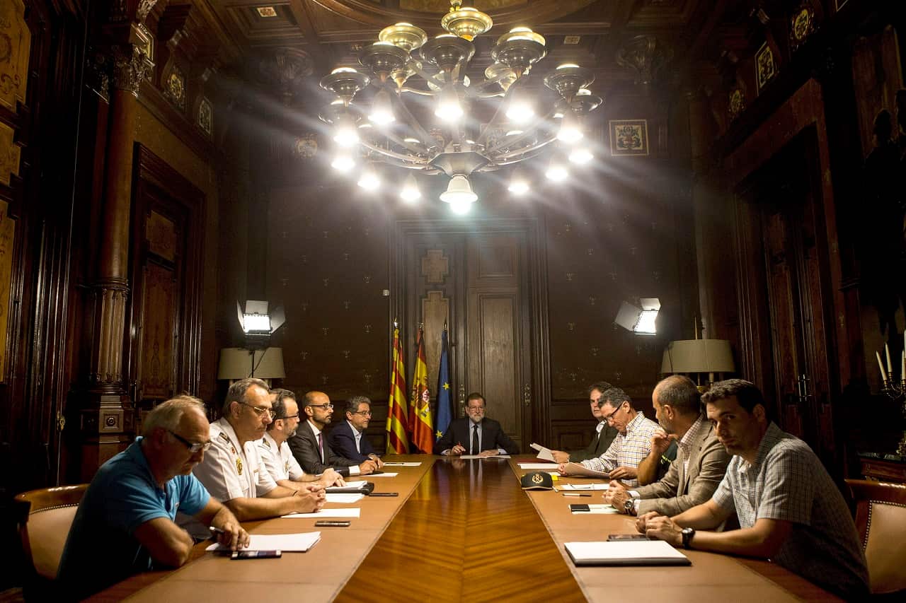 Spanish Prime Minister Mariano Rajoy during the meeting with senior officials of the State Security Forces after the Barcelona attack.