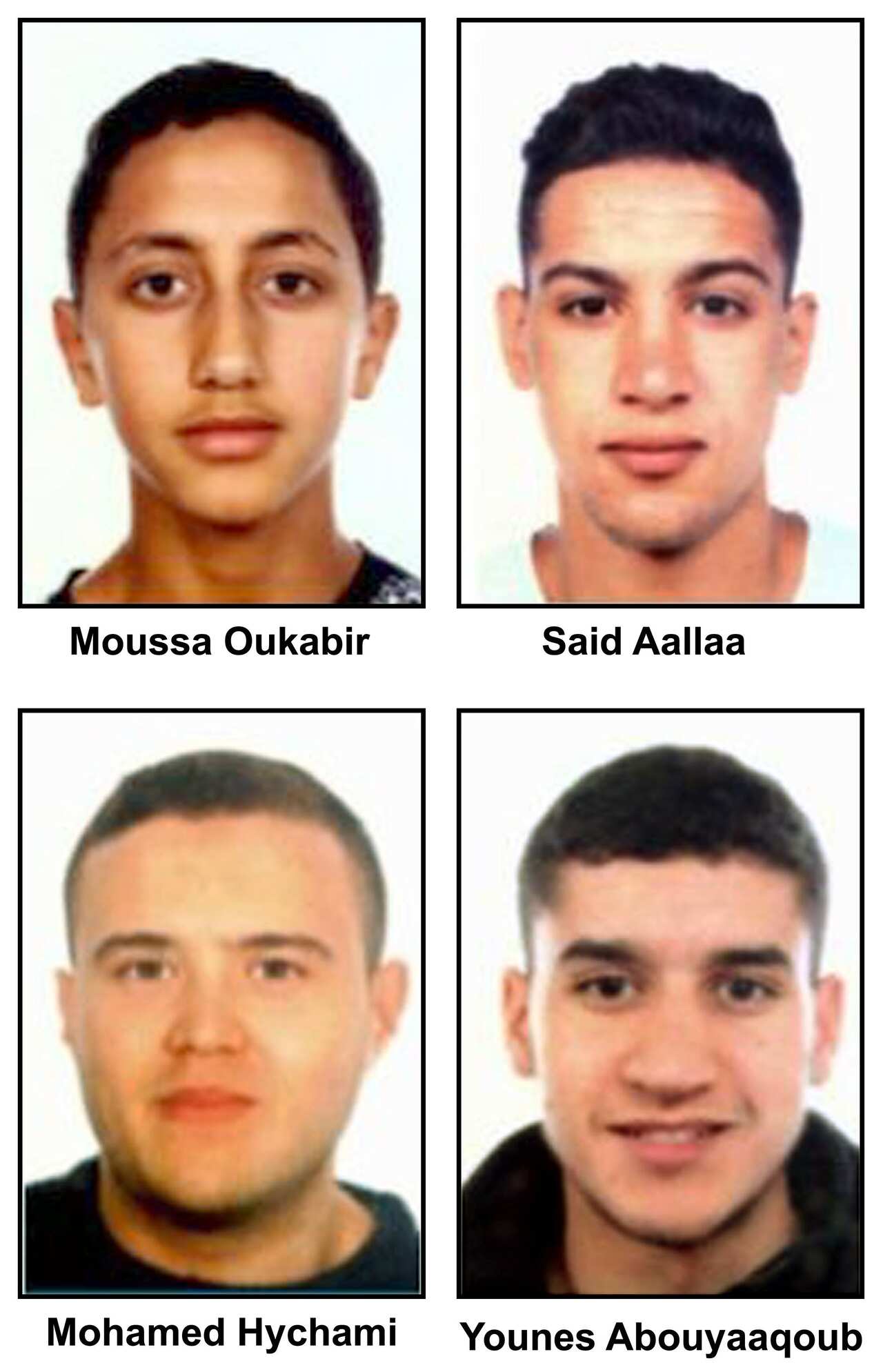 Moussa Oukabir, the suspected driver, as well as Said Aallaa, Mohamed Hychami and Younes Abauyaaqoub