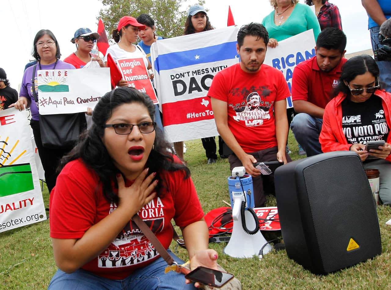 People react toAttorney General Jeff Sessions announce the end of the program that protects immigrants who were brought to the U.S. as children, known as DACA, 
