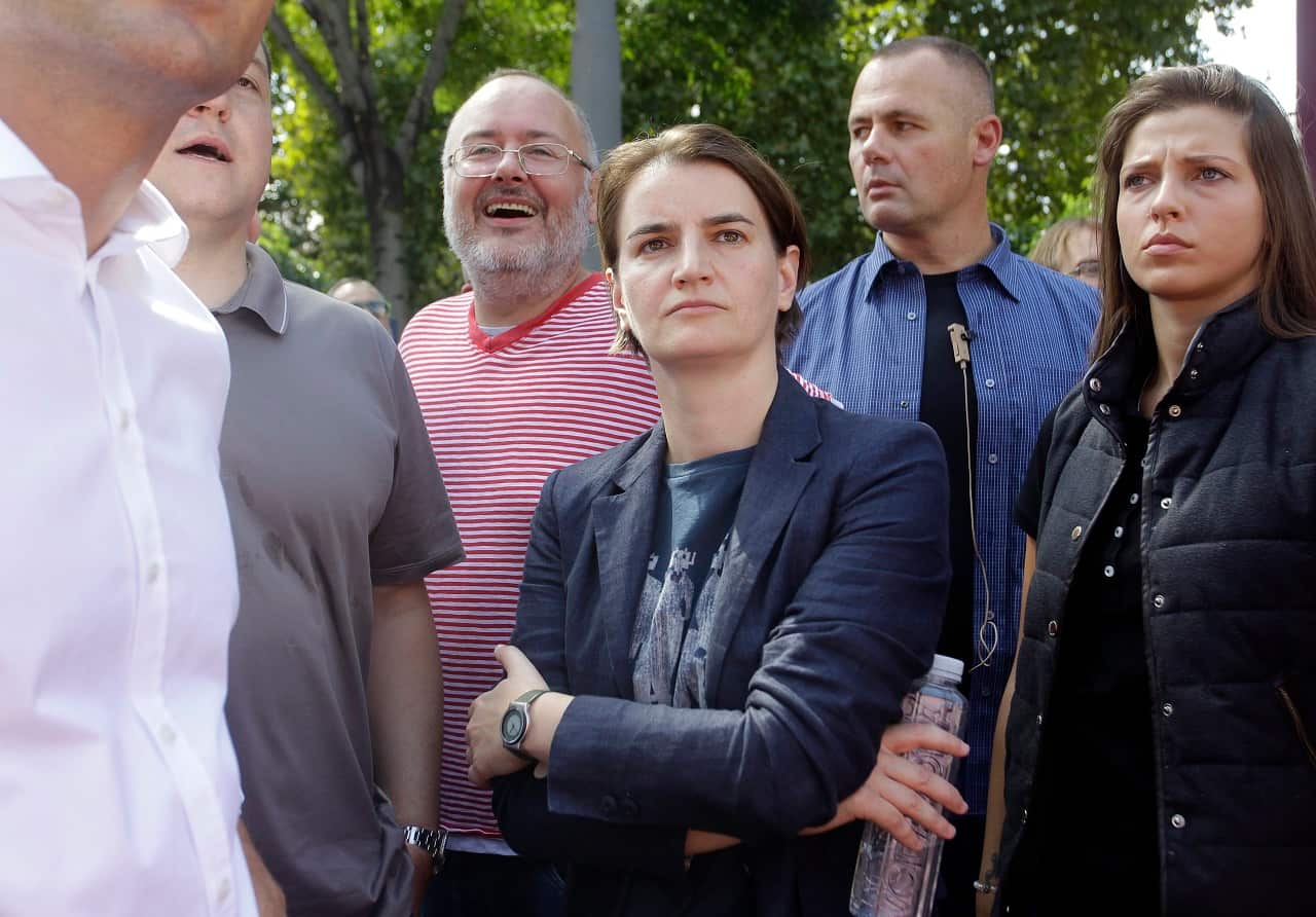Serbian Prime Minister Ana Brnabic (C) attends the Belgrade Pride Parade march in Belgrade, Serbia, 17 September 2017.