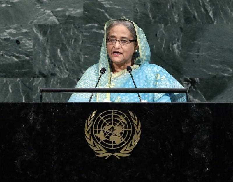 Prime Minister of Bangladesh Sheikh Hasina speaks during the General Debate of the 72nd United Nations General Assembly at UN headquarters in New York, New York, USA, 21 September 2017.