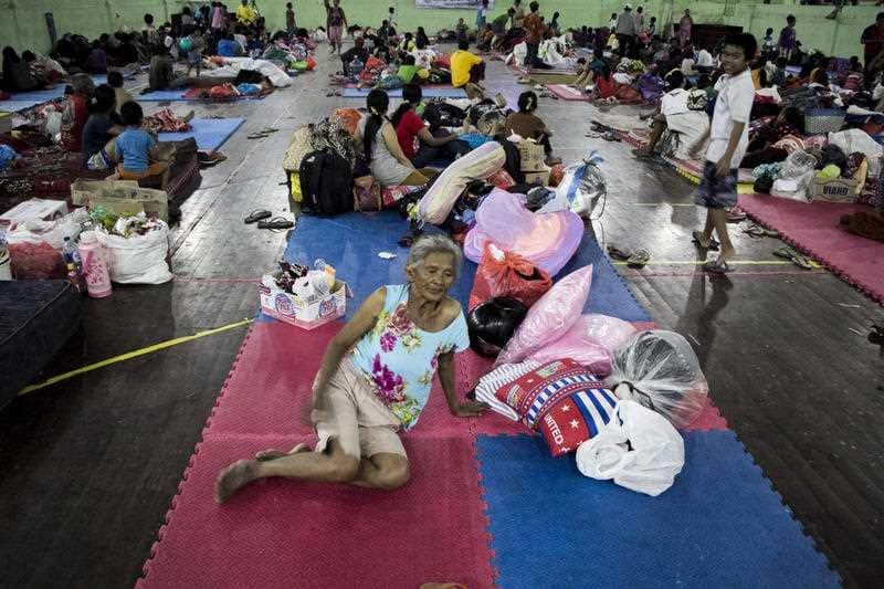 More than 15000 people of Bali around the foot of Mount Agung, a volcano were were evacuated to GOR Swacepura refuge and 125 other places on September 23, 2017.
