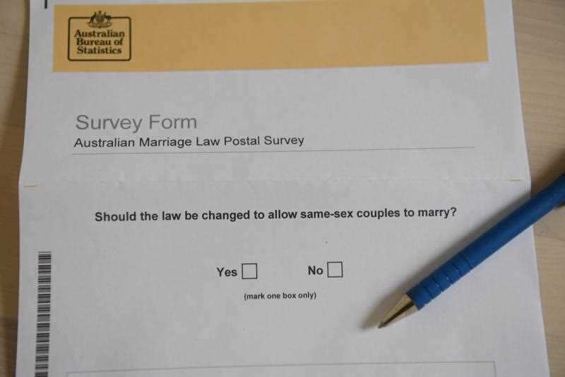 An Australian Bureau of Statistics postal vote for marriage law is seen in Sydney, Sunday, 24 September, 2017.
