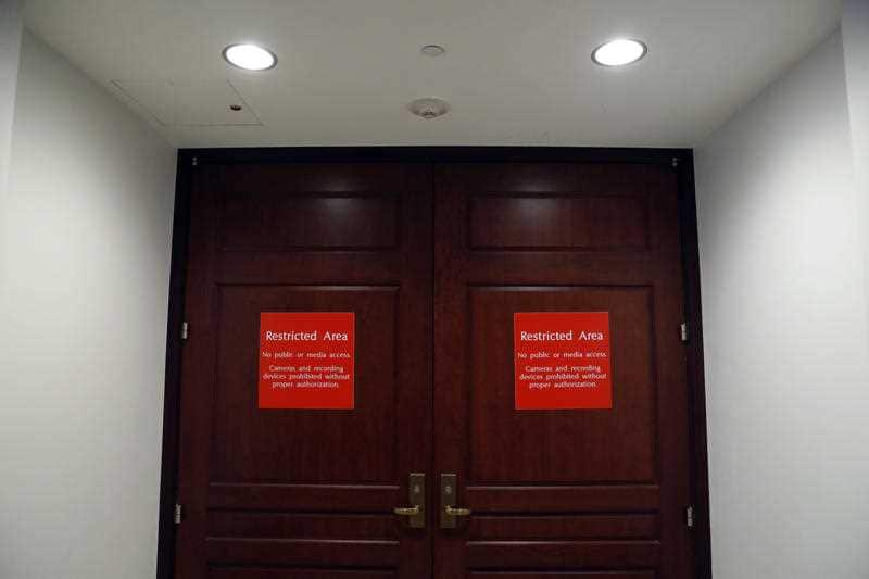 The House Intelligence Committee meets in a secure setting, behind closed doors on Capitol Hill, Thursday, Sept. 28, 2017 in Washington.