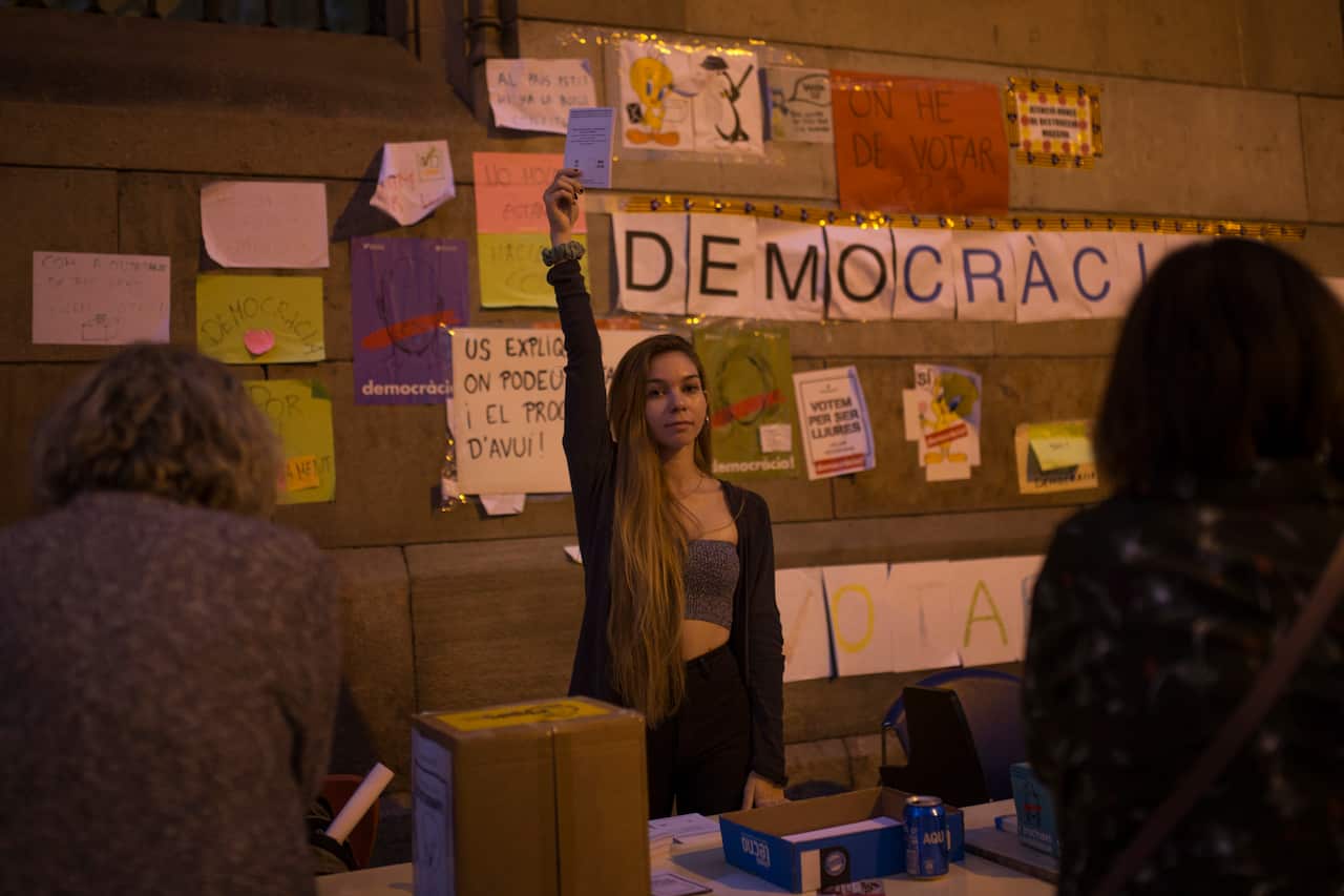 Ballots vote Catalonia independence referendum student