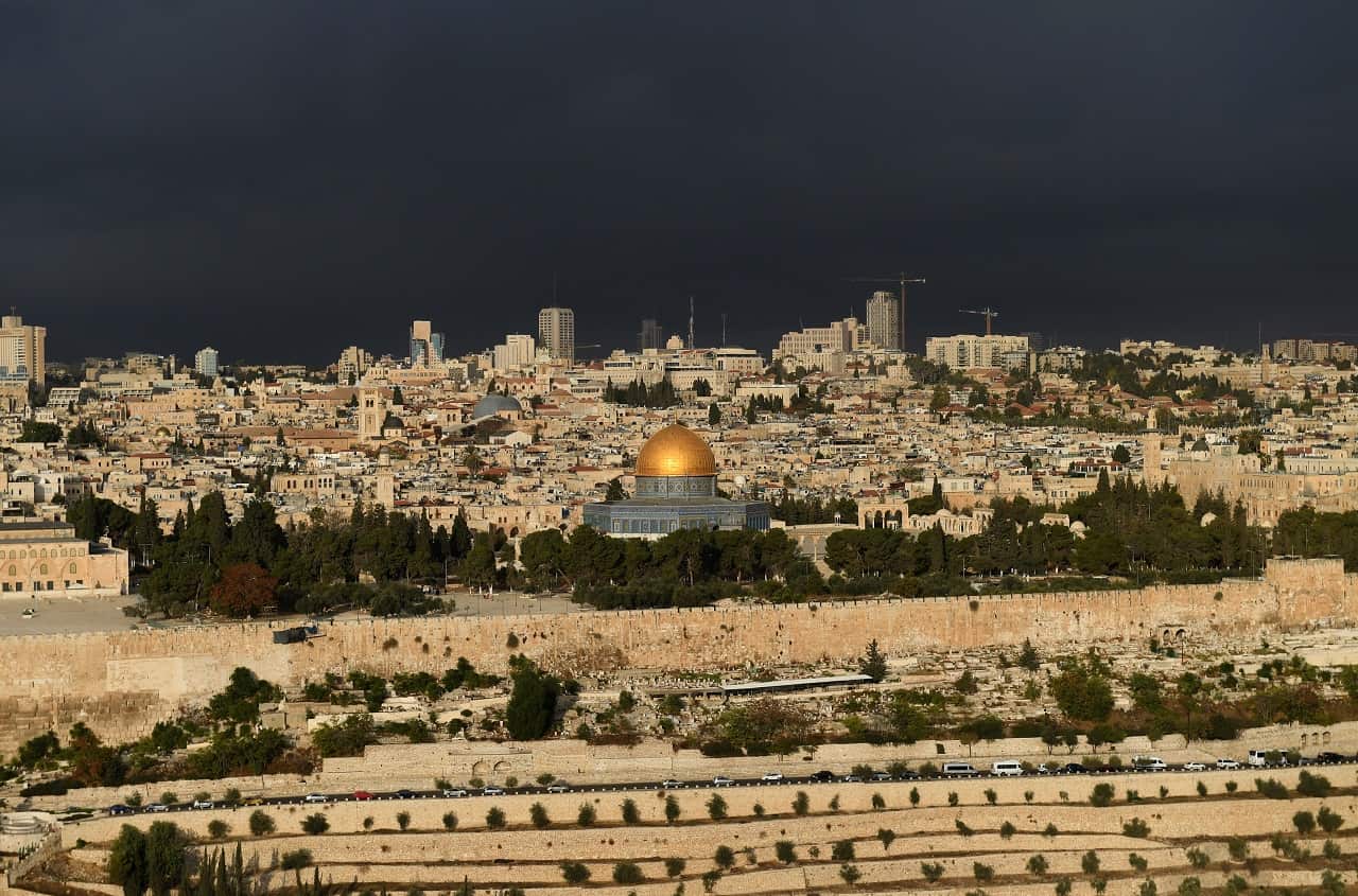 The Dome of the Rock (Qubbat al-Sakhrah in arabic), in Jerusalem's Old City, is seen from the Mount of Olives in Jerusalem, Israel.
