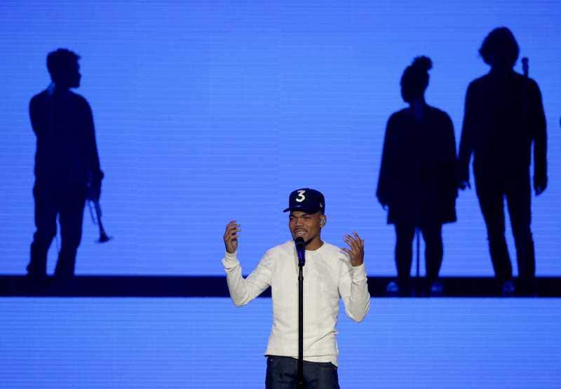 Chance The Rapper performs during a community concert at the Obama Foundation Summit Wednesday, Nov. 1, 2017, in Chicago.