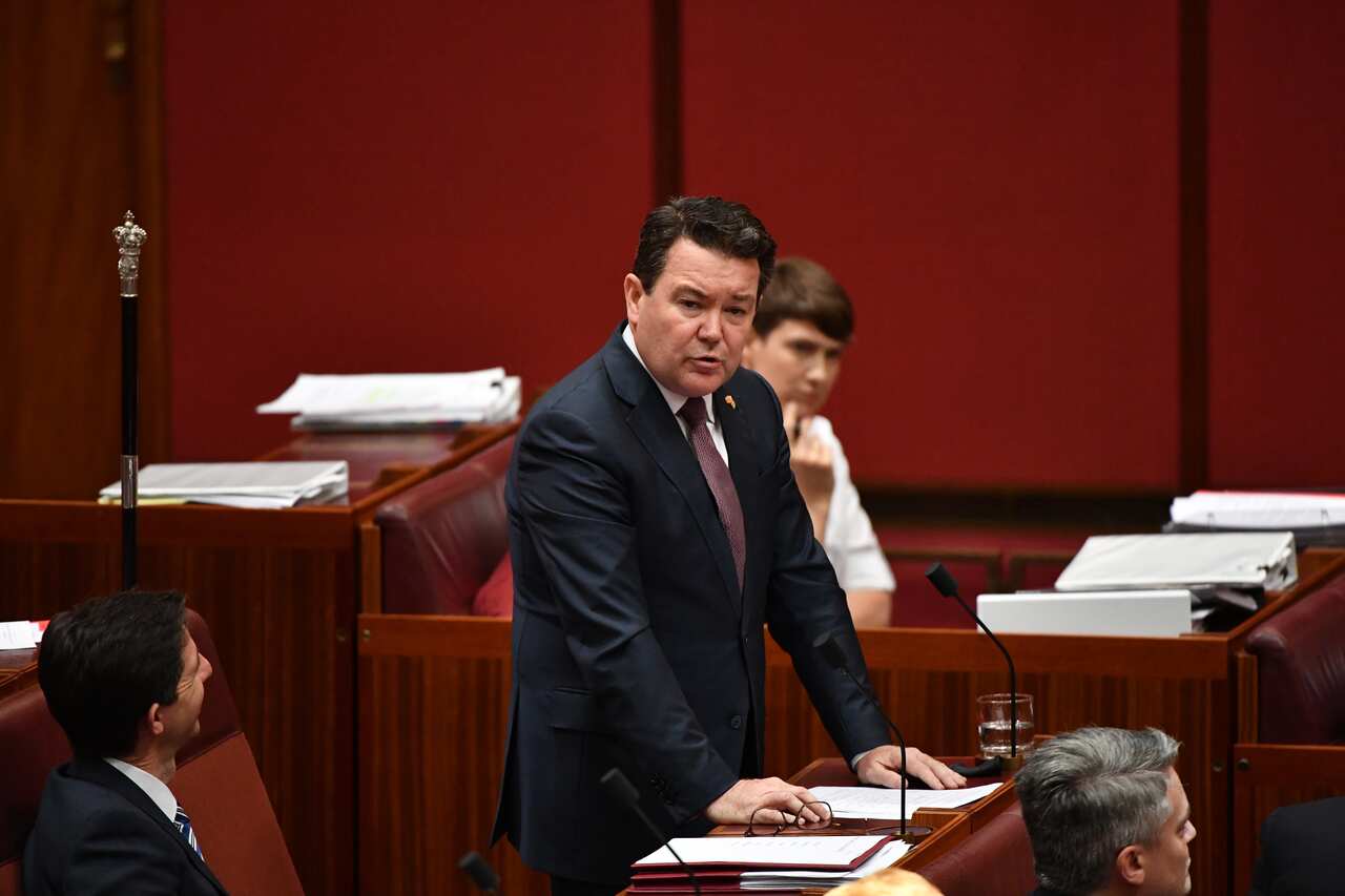 Liberal Senator Dean Smith speaks before the vote for the same-sex marriage bill in the Senate chamber at Parliament House in Canberra, Wednesday, November 29, 2017. (AAP Image/Mick Tsikas) NO ARCHIVING