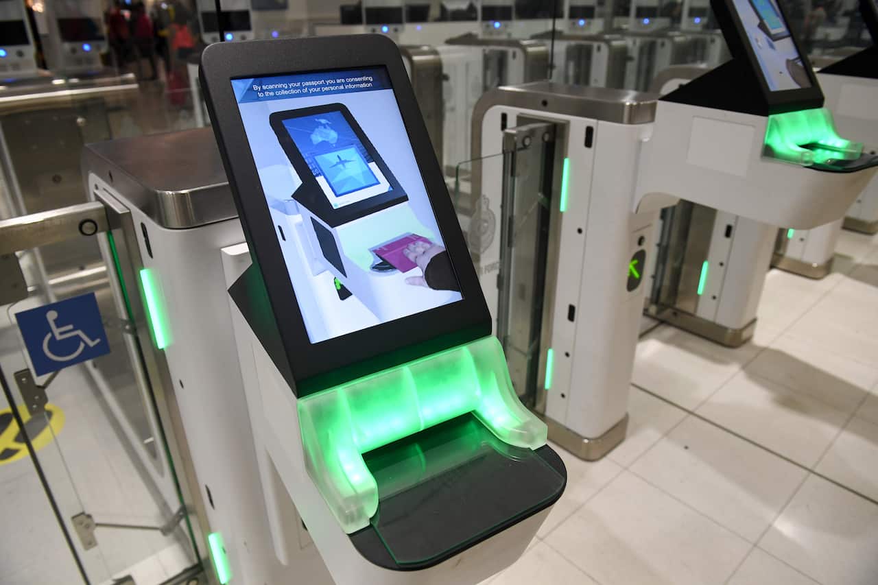 SmartGate passport detection technology at Sydney International Airport.