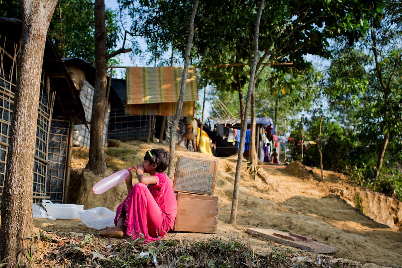 A Rohingya Muslim girl at Kutupalong refugee camp in Ukhiya, Bangladesh.