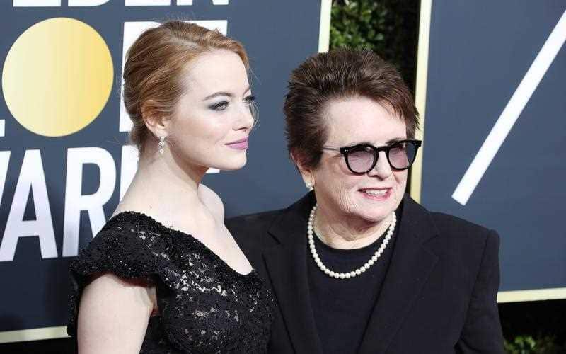 Emma Stone and Billie Jean King arrive for the 75th annual Golden Globe Awards ceremony at the Beverly Hilton Hotel in Beverly Hills, California, USA, 07 January 2018.
