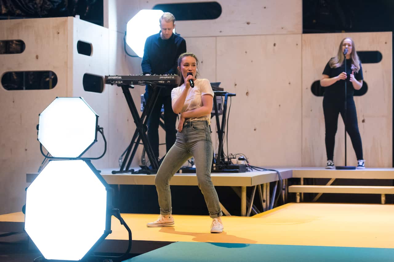 Sigrid performs during the filming of the Graham Norton Show at The London Studios, south London.