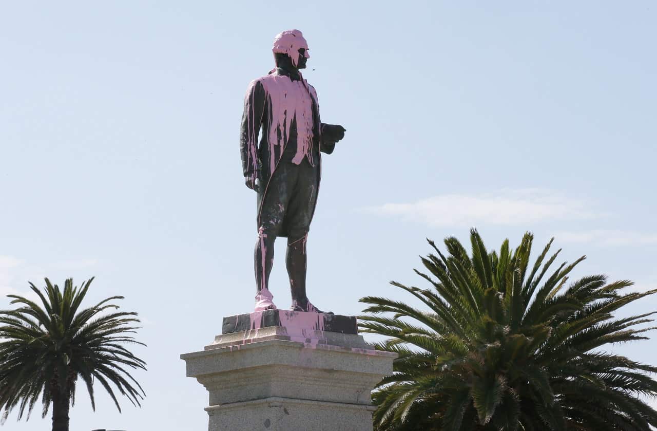 A statue of Captain Cook  has been vandalised in St Kilda, Melbourne, on the day before Australian Day. Thursday, January 25. 2018. 