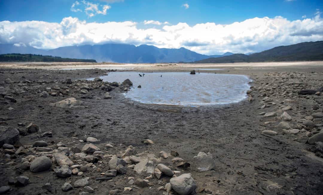 Cape Town's main water supply from the Theewaterskloof dam.
