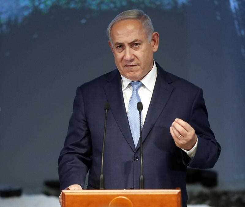 Israeli Prime Minister Benjamin Netanyahu speaks during an event.