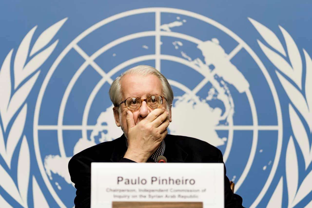 Brazilian Paulo Sergio Pinheiro, Chairperson of the Commission of Inquiry on Syria, Geneva.
