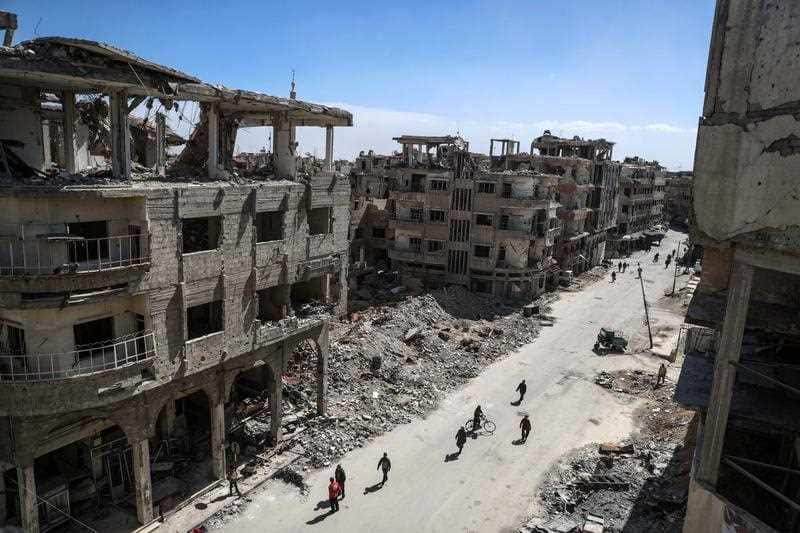 A general view of a destroyed street in rebels-held Eastern Ghouta, Syria