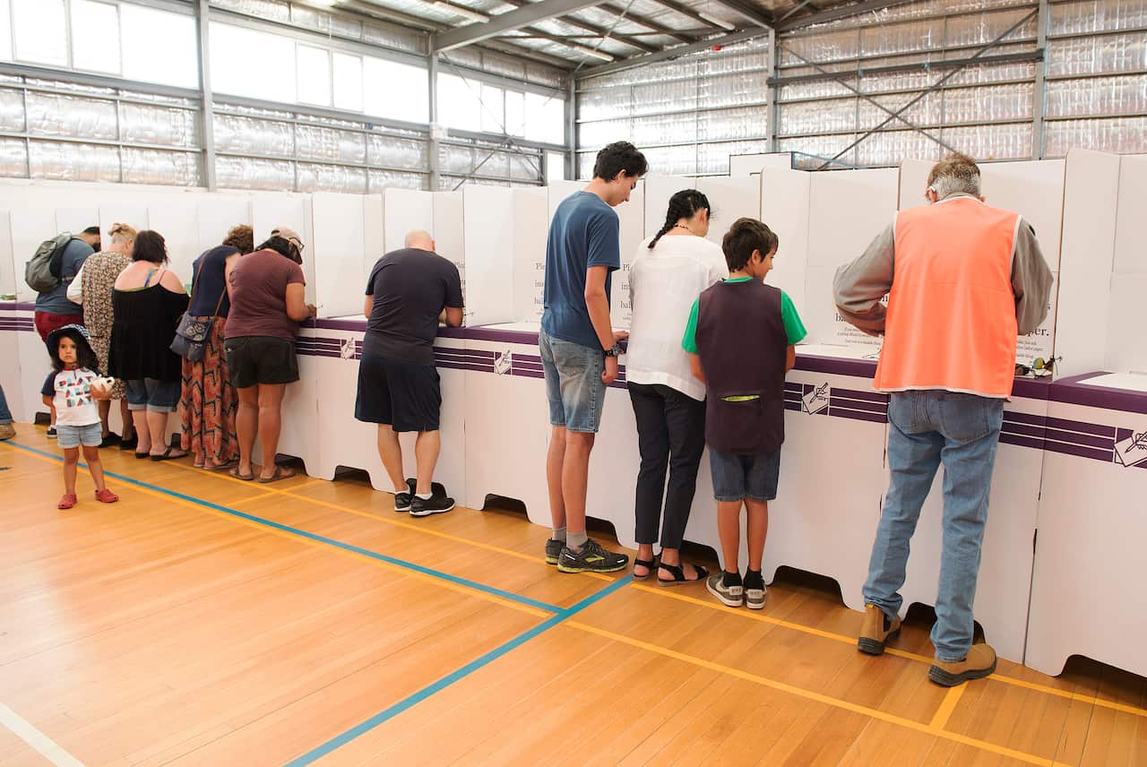Voters vote in the 2018 Batman by-election. 
