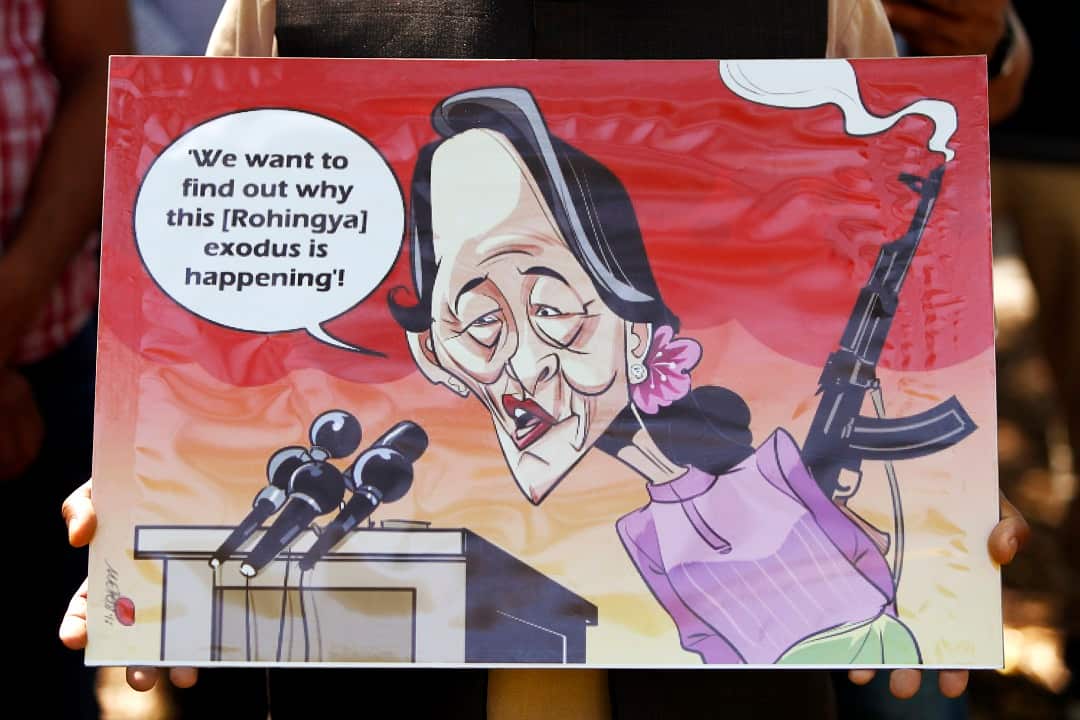 Protest against Aung San Suu Kyi in Sydney during the ASEAN-Australia Special Summit.