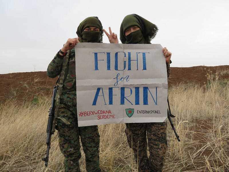 Anna Campbell (right), a British woman who died fighting with the Kurdish armed unit in Syria.