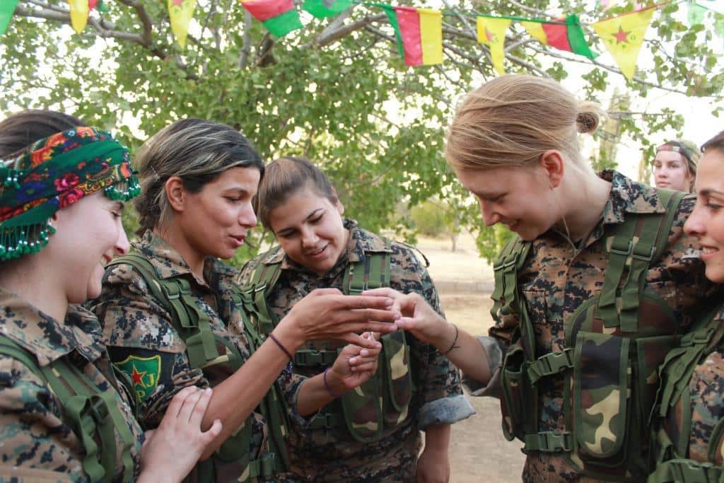 Anna Campbell (right), a British woman who died fighting with the Kurdish armed unit in Syria.