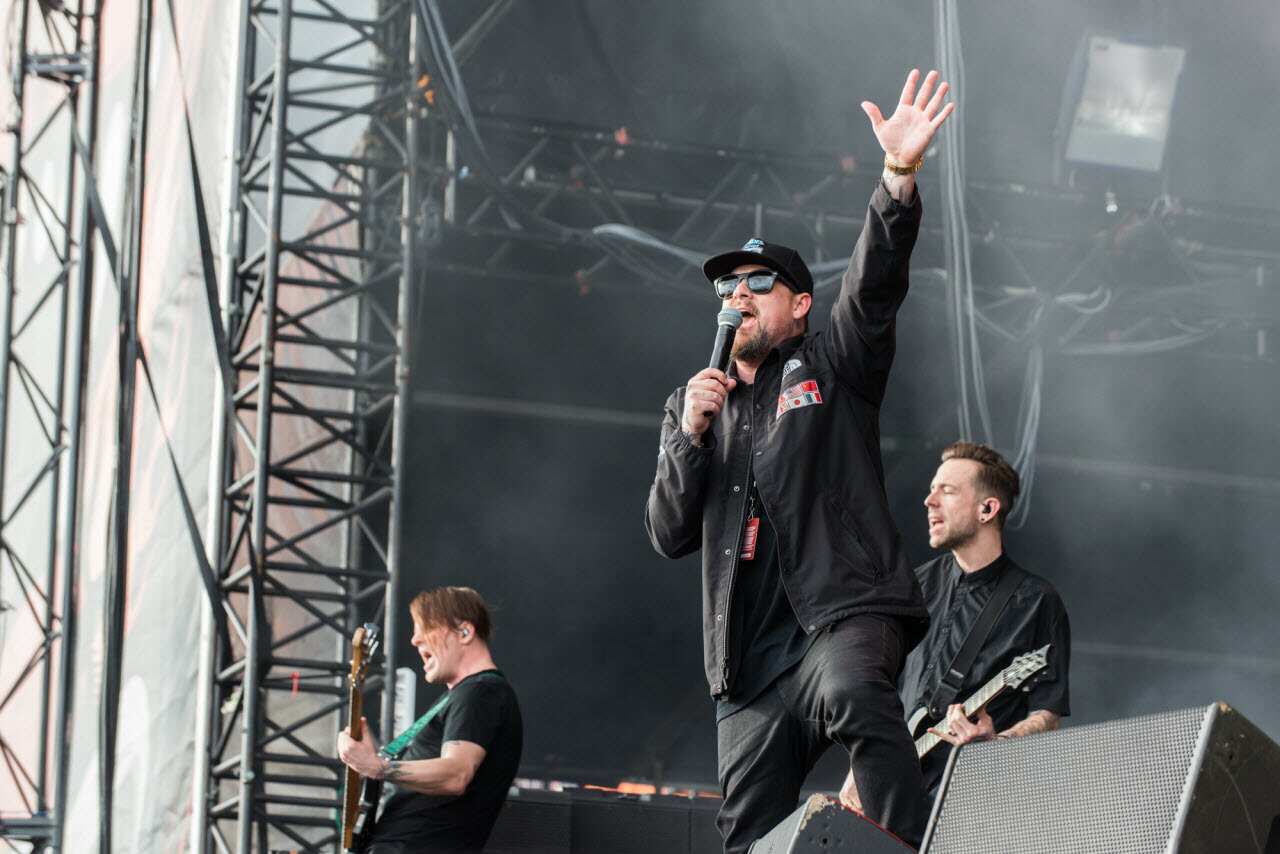Good Charlotte performing at Australia's first Download Festival at Flemington Racecourse in Melbourne on Saturday, March 24, 2018.