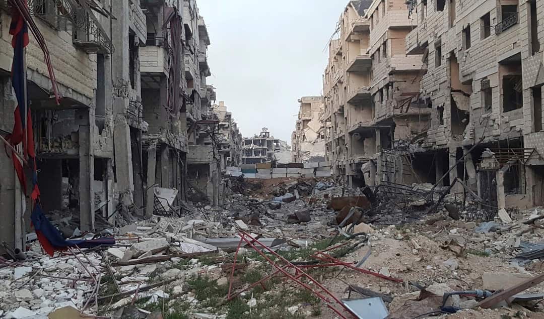 Damaged buildings in eastern Ghouta
