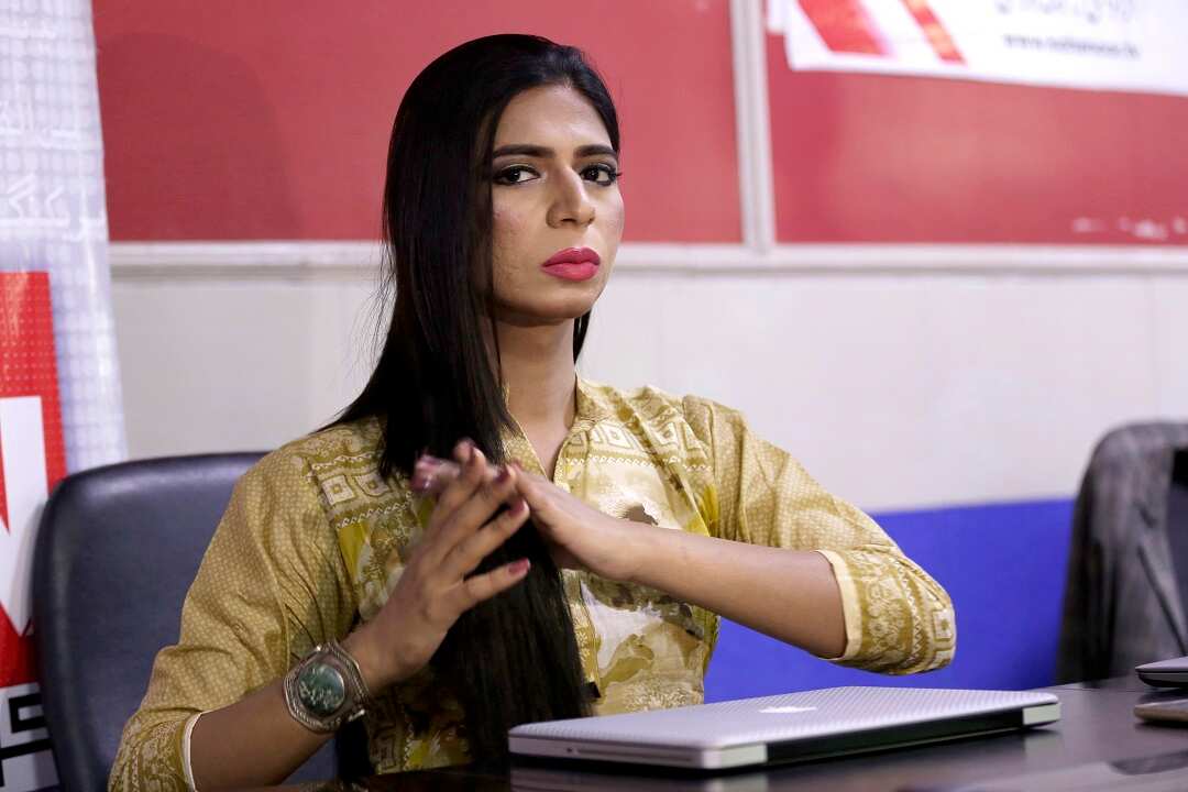 Marvia Malik prepares for a news bulletin in Lahore.