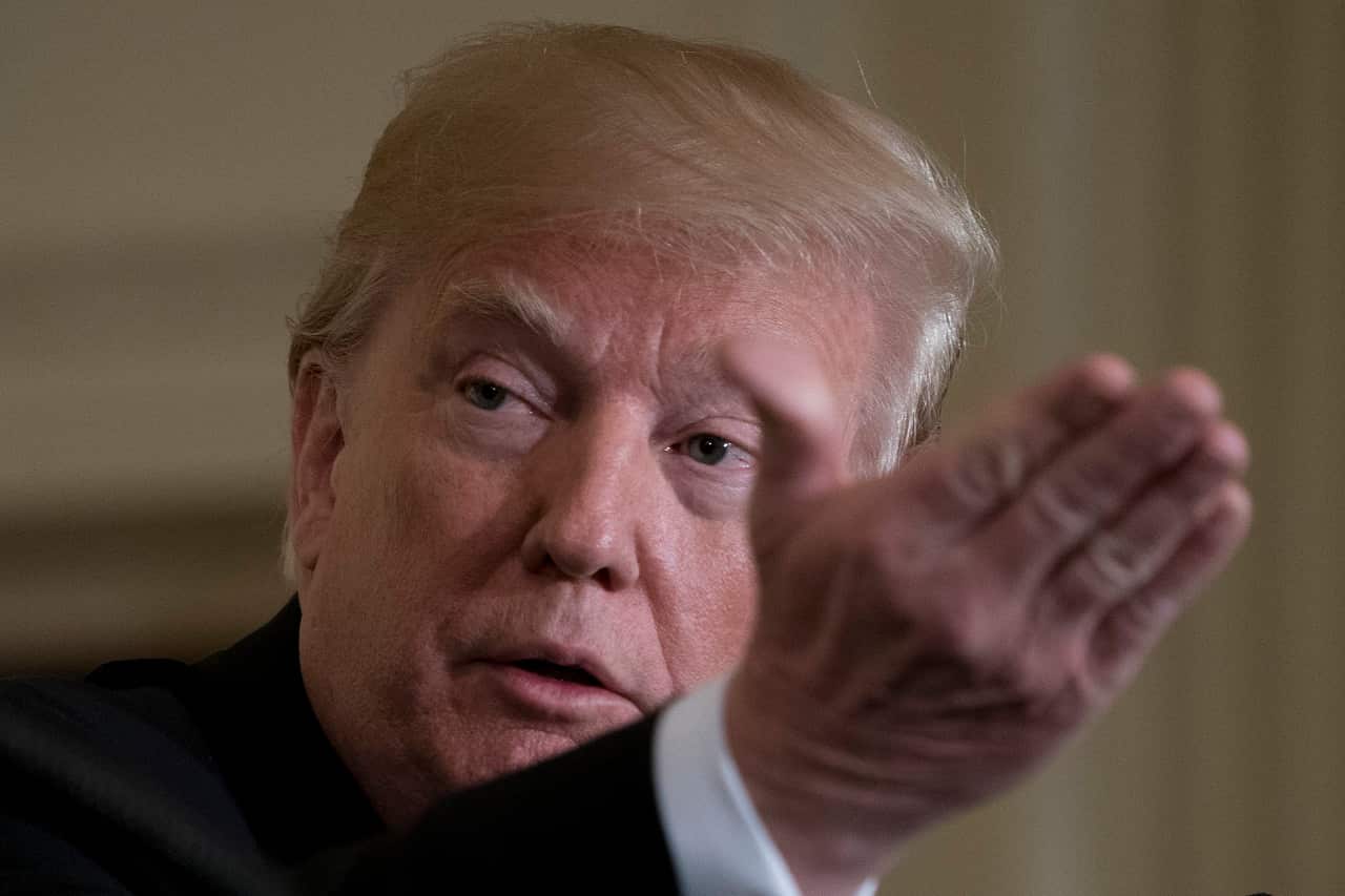 President Donald Trump speaks at a news conference at the White House in Washington, Tuesday, April 3, 2018.  
