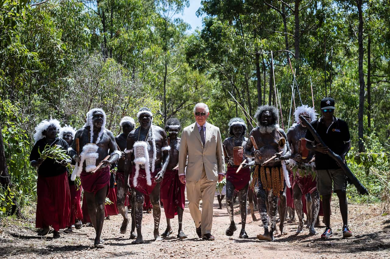 The Rirratjingu Aboriginal Corporation put on the Welcome to Country ceremony for Prince Charles when he visited Arnhem Land in 2018.