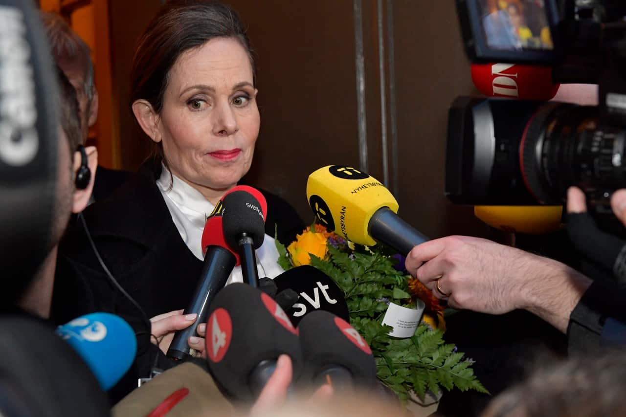 Danius tells journalists that she will leave her position of the Swedish Academy immediately. 