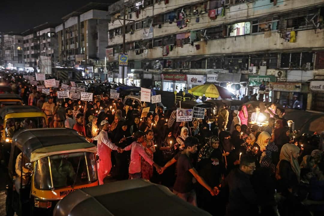 A candlelight protest march against sexual violence in India.