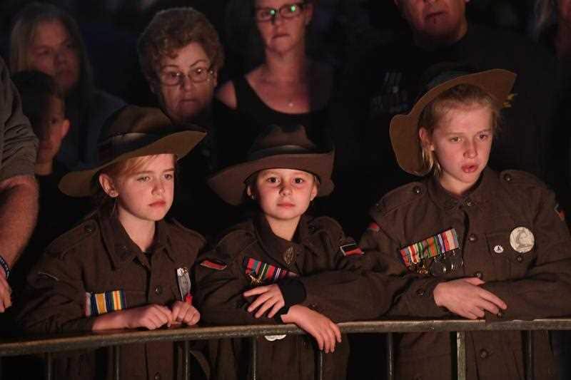 Crowds gather during the Dawn Service at the Shrine of Remembrance in Melbourne, Wednesday, April 25, 2018.