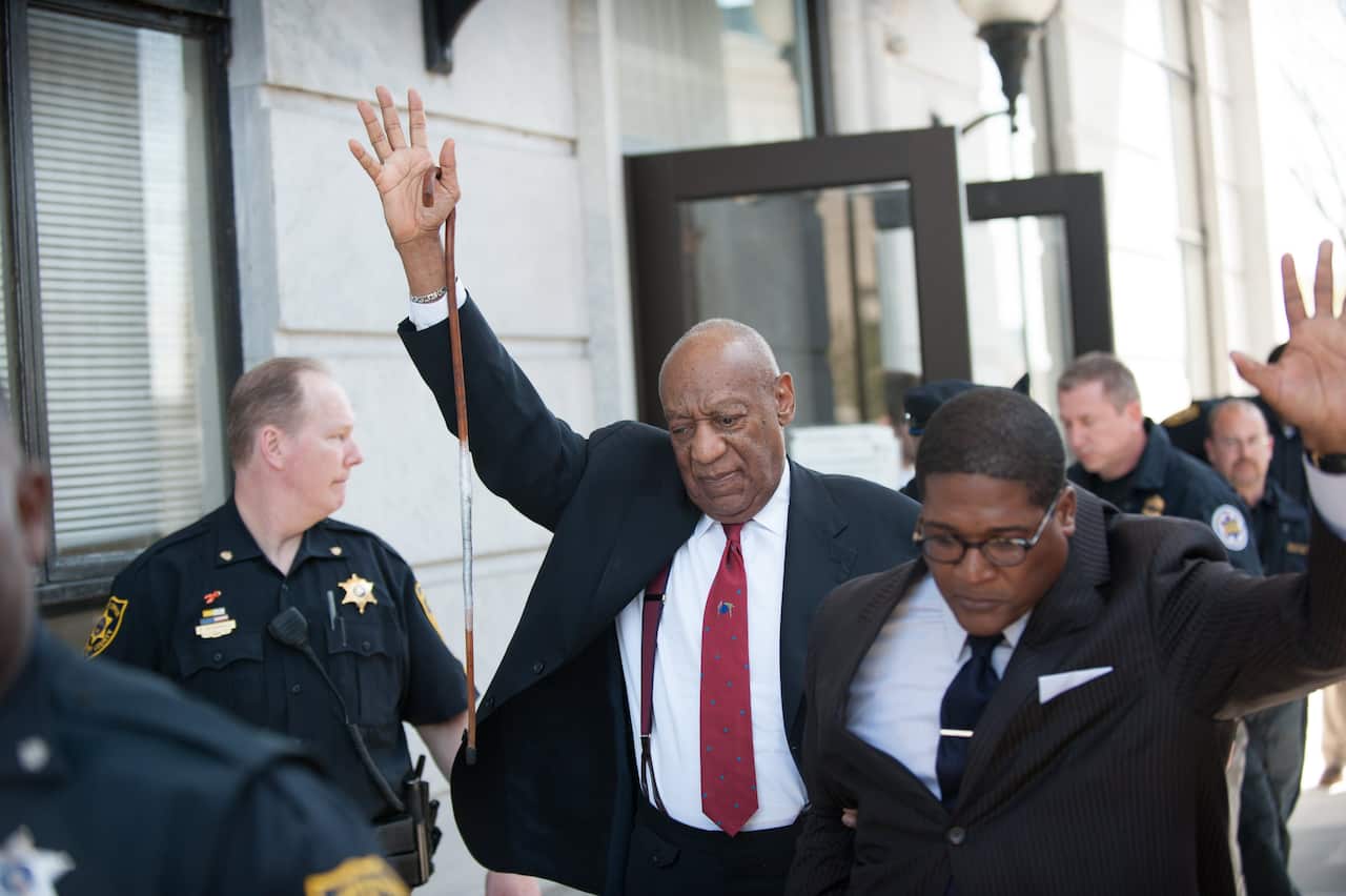 US entertainer Bill Cosby departs the Montgomery County Courthouse in Norristown, Pennsylvania.
