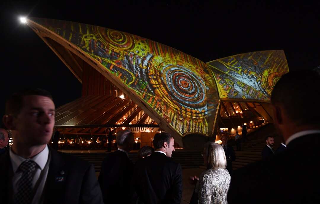 France's President Emmanuel Macron at the Sydney Opera House.