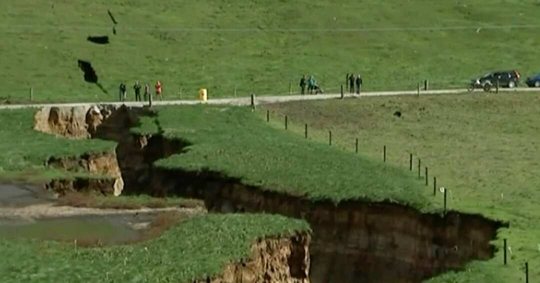The sinkhole is the length of two football fields and the depth of a six-story building.