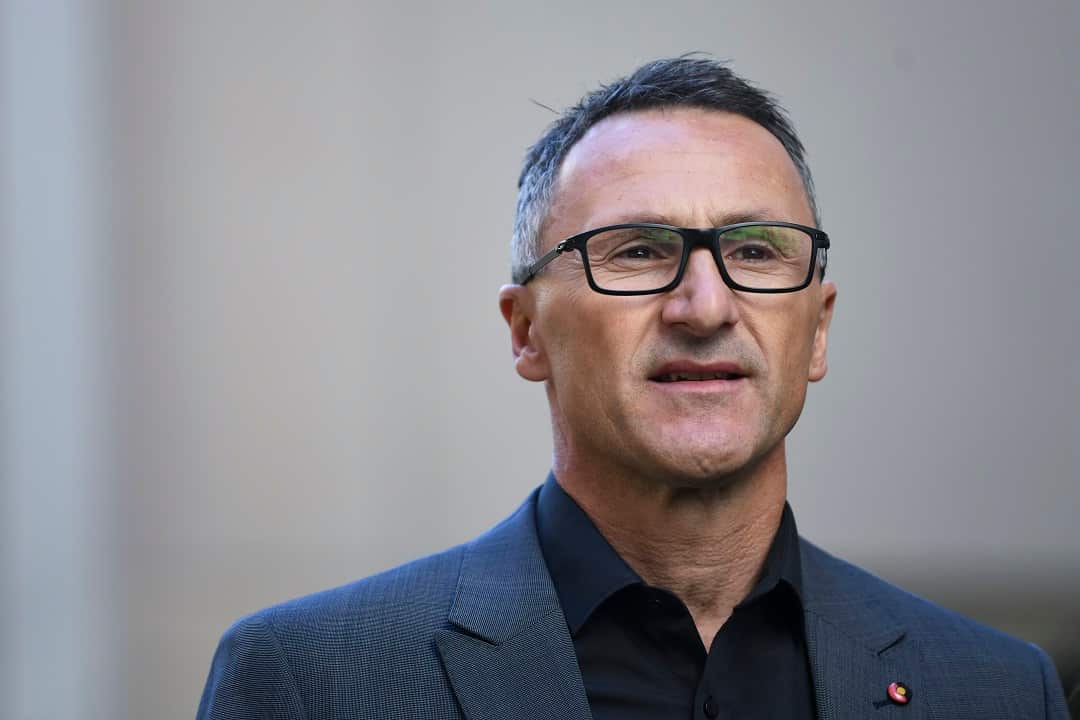Australian Greens leader Richard Di Natale speaks to the media.