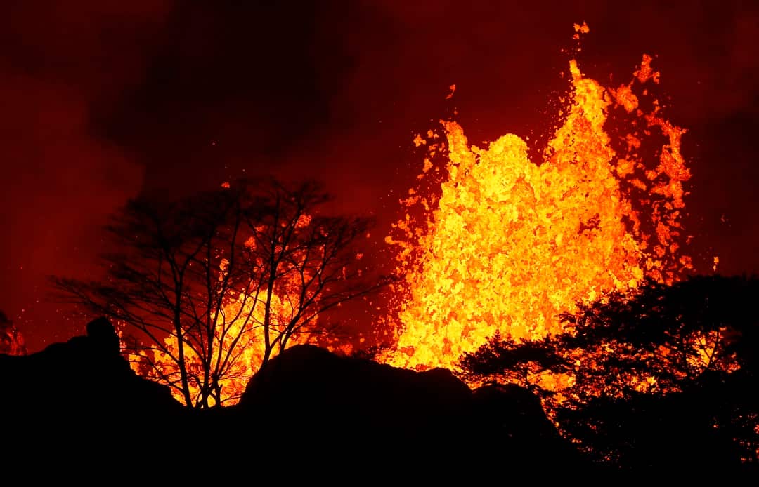 Lava erupts in Pahoa on Hawaii Island.