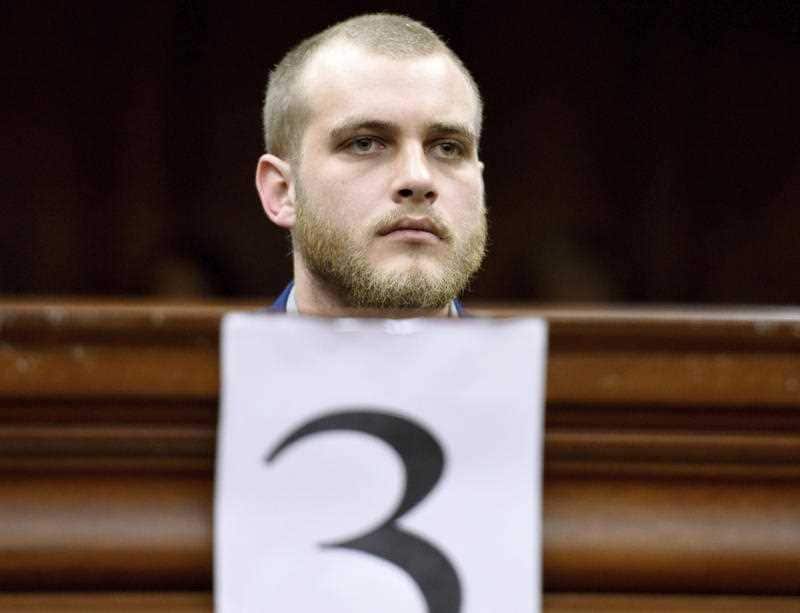 Henri van Breda sits in the High Court in Cape Town, South Africa, Monday May 21, 2018 as he awaits to hear the verdict in his case.