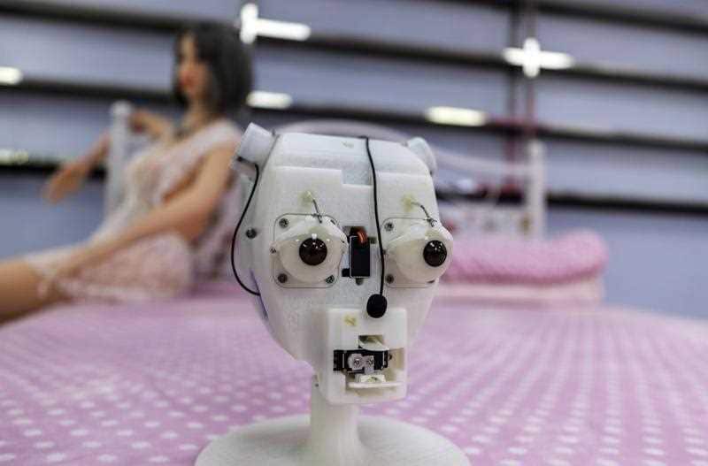 Electronic scull of the AI sex doll robot is seen in Shenzhen Atall Intelligent Robot Technology headquarters in Shenzhen, Guandong Province, China, 12 March 2018. 