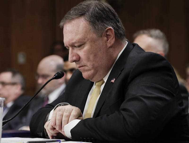 Secretary of State Mike Pompeo answers questions from the Senate Foreign Relations Committee just after President Donald Trump canceled the June 12 summit with North Korea's Kim Jong Un.
